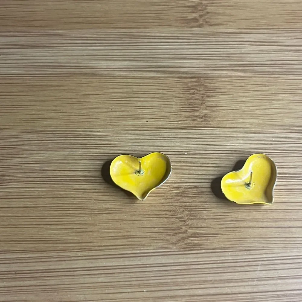 Yellow Heart Stud Earrings
